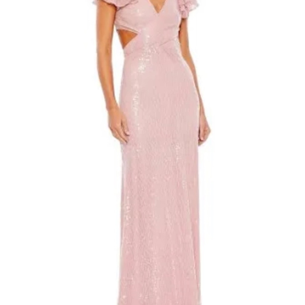 Jovani Blush Sequin Maxi Dress